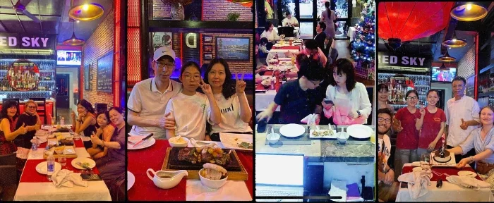 Thực khách thưởng thức Surf and Turf tại Red Sky Steakhouse Đà Nẵng