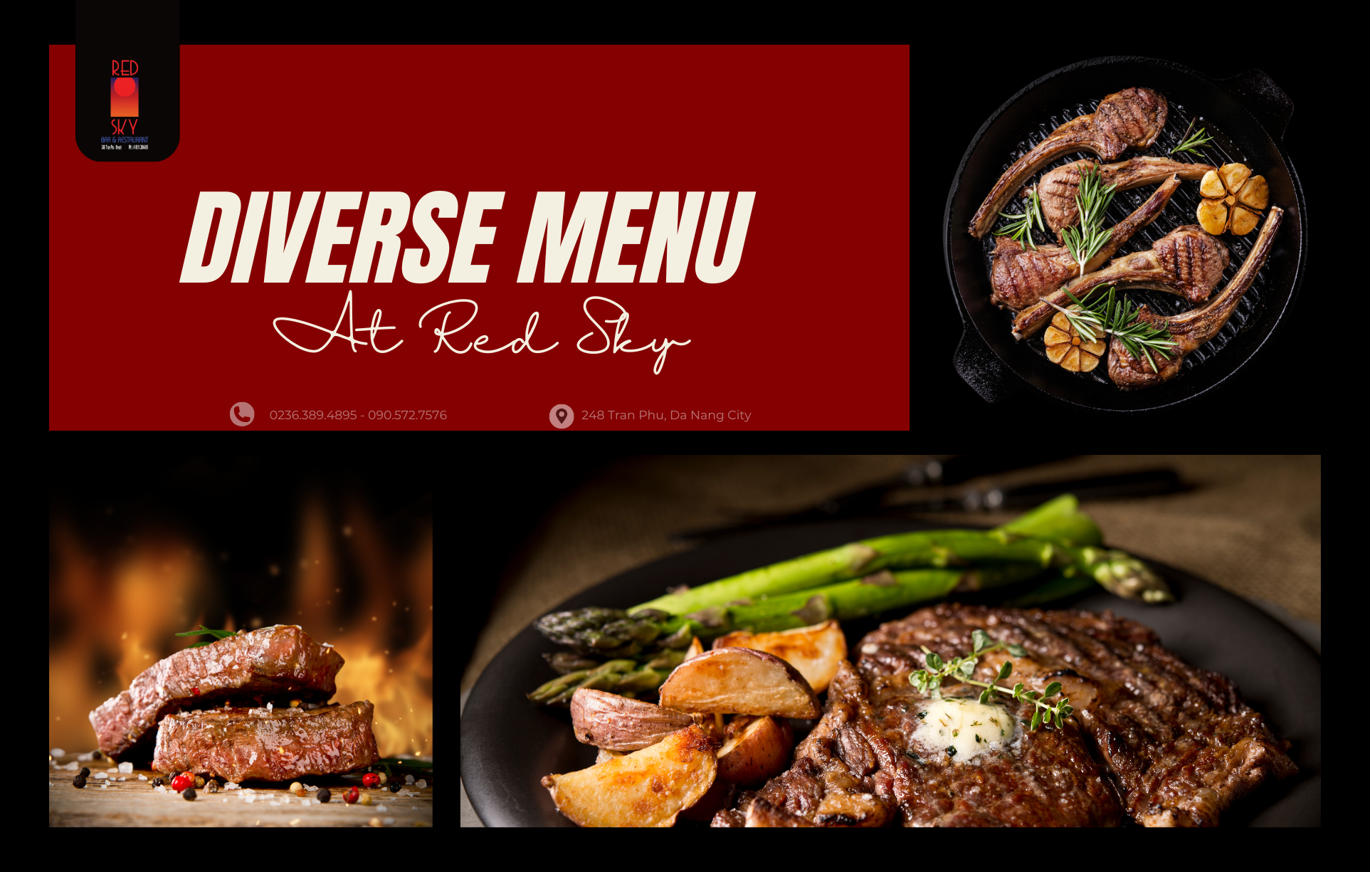 Diverse menu at Red Sky