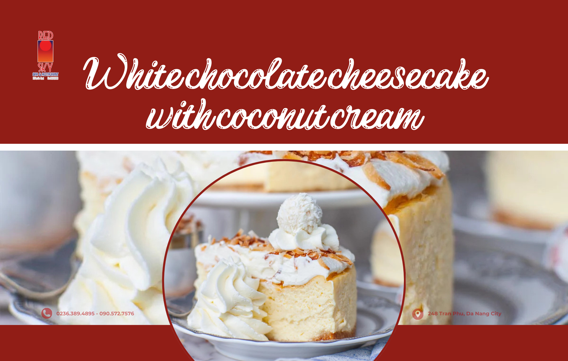 White chocolate cheesecake with coconut cream