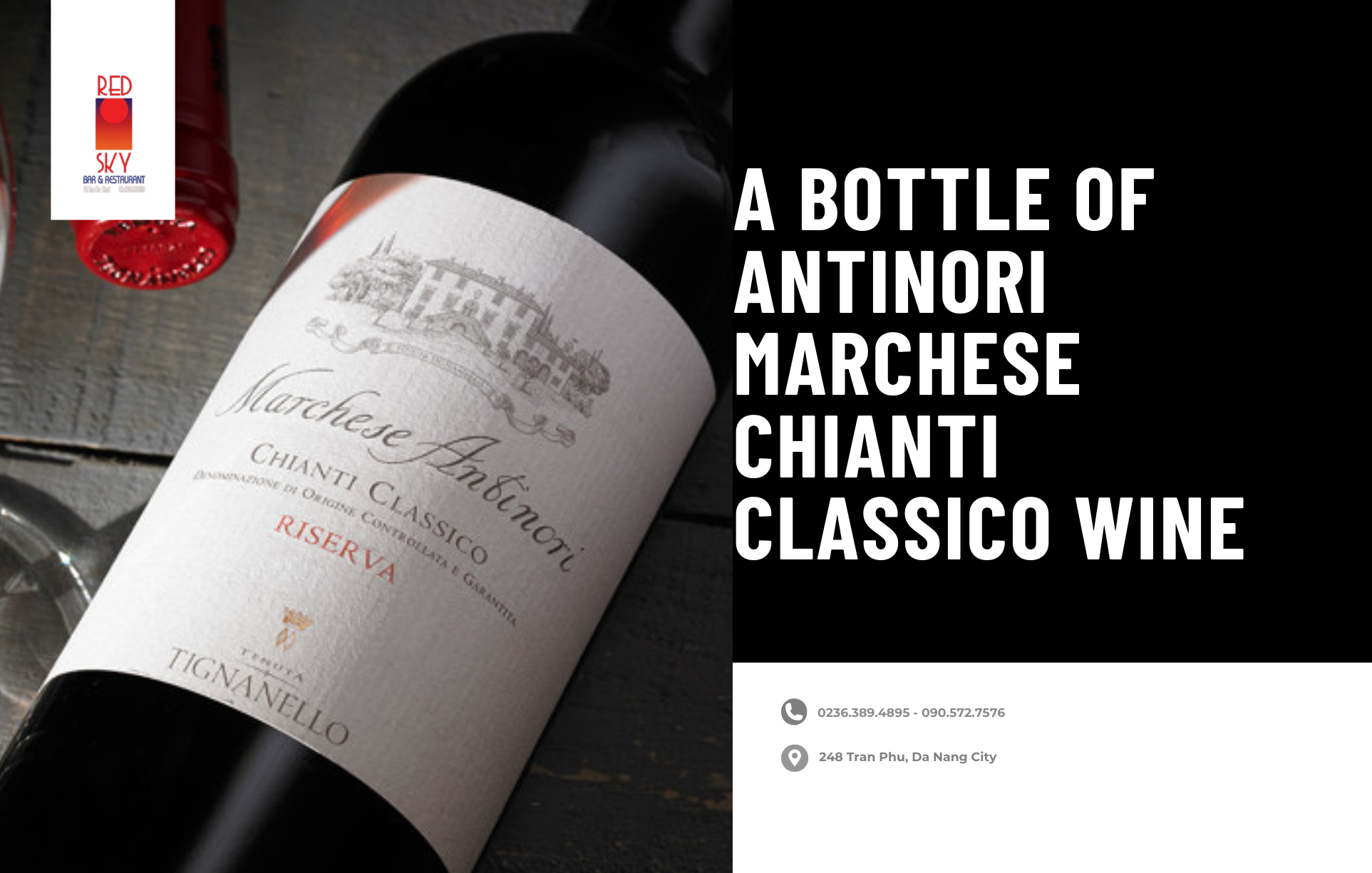 A bottle of Antinori Marchese Chianti Classico wine