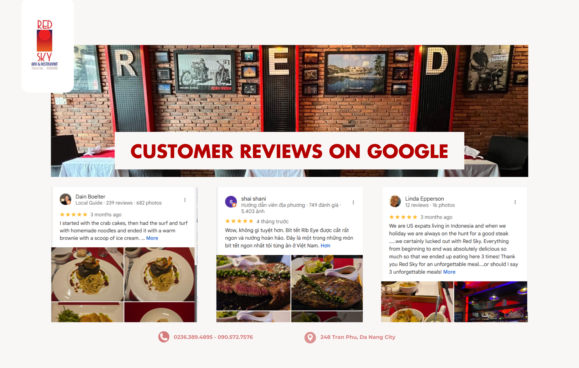 Customer reviews on Google