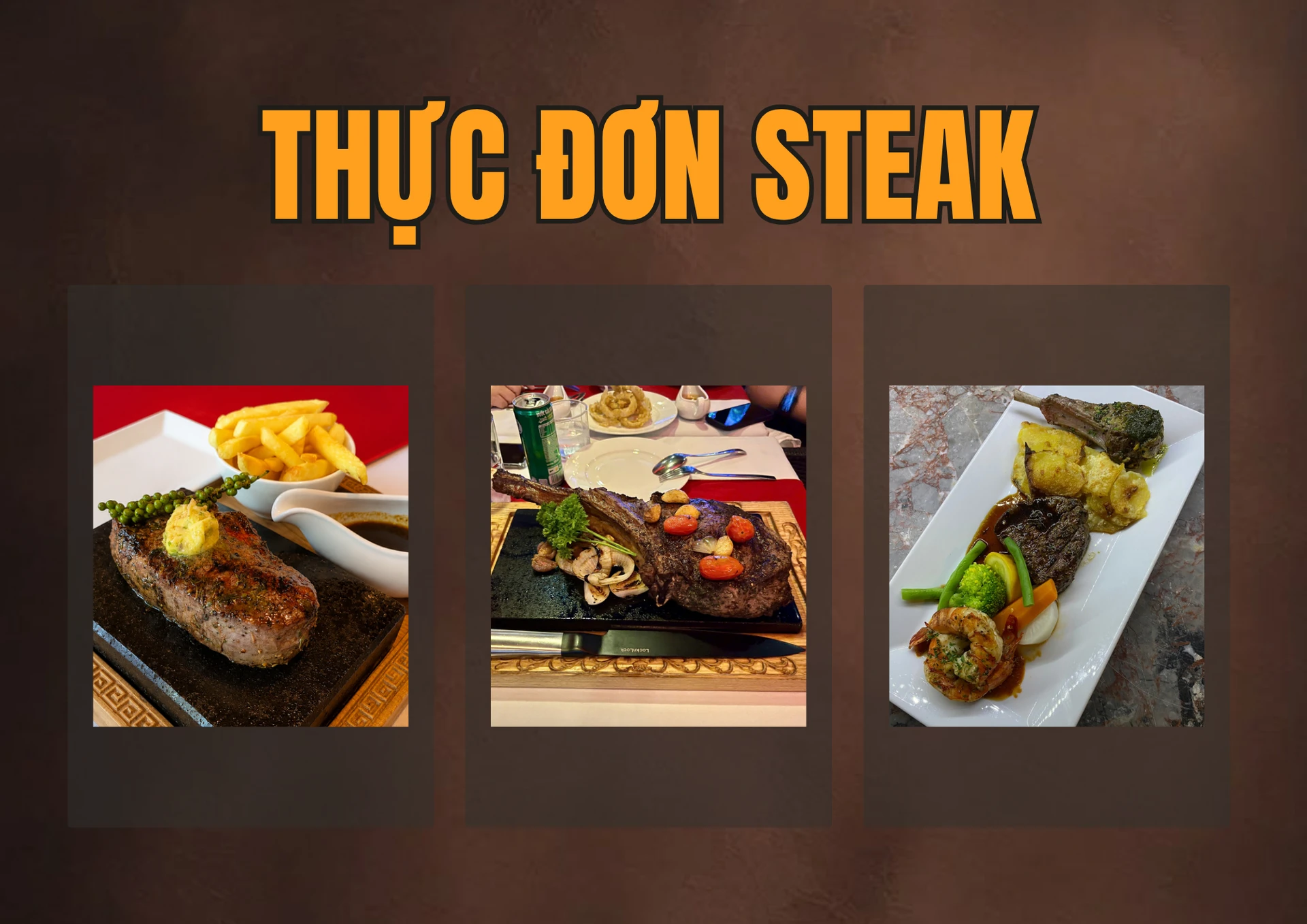 Các món steak trong thực đơn Red Sky Steakhouse Đà Nẵng